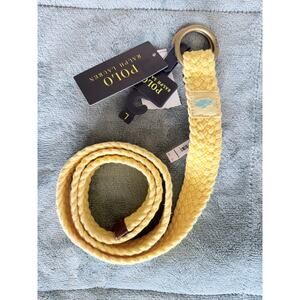 NWT Polo Ralph Lauren Men's Distressed Webbed O-Ring Belt — Yellow, Size L